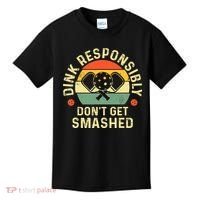 retro Pickleball Dink Responsibly Don't Get Smashed Kids T-Shirt thumb 0