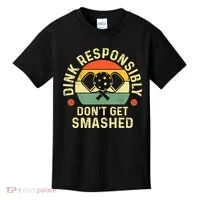 retro Pickleball Dink Responsibly Don't Get Smashed Kids T-Shirt thumb 0