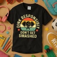 retro Pickleball Dink Responsibly Don't Get Smashed Kids T-Shirt thumb 3