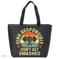 retro Pickleball Dink Responsibly Don't Get Smashed Tote Bag thumb 0