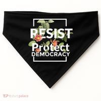 Resist Protect Democracy Subtle Retro Floral Anti Trump  USA-Made Doggie Bandana thumb 0