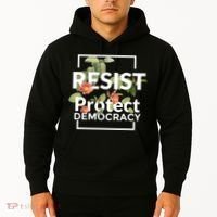 Resist Protect Democracy Subtle Retro Floral Anti Trump  Hoodie thumb 2