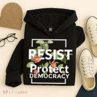 Resist Protect Democracy Subtle Retro Floral Anti Trump  Hoodie thumb 4