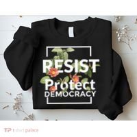 Resist Protect Democracy Subtle Retro Floral Anti Trump  Sweatshirt thumb 2