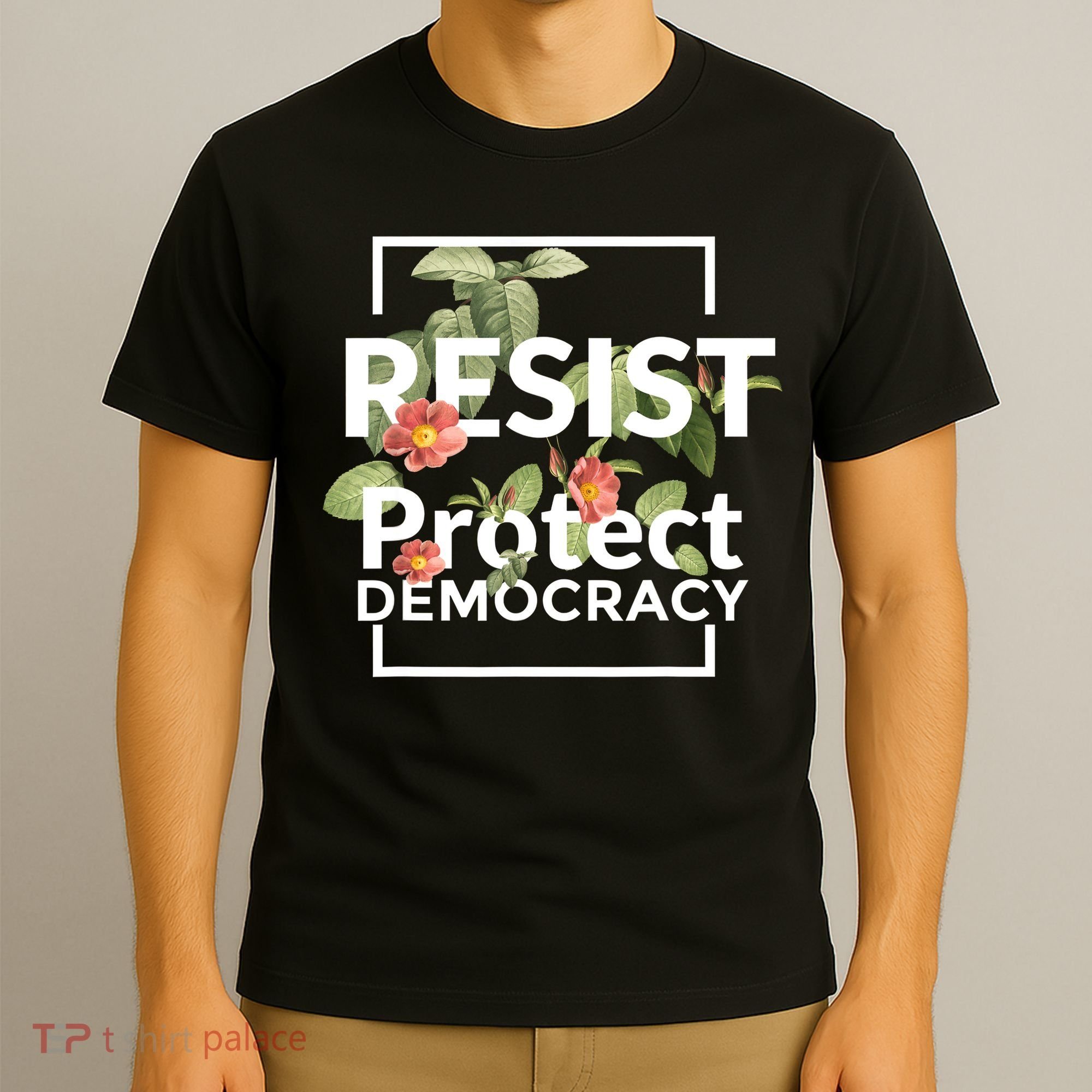 Resist Protect Democracy Subtle Retro Floral Anti Trump  T-Shirt