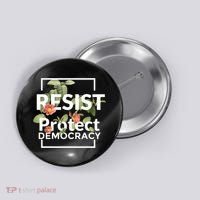 Resist Protect Democracy Subtle Retro Floral Anti Trump  Button thumb 0