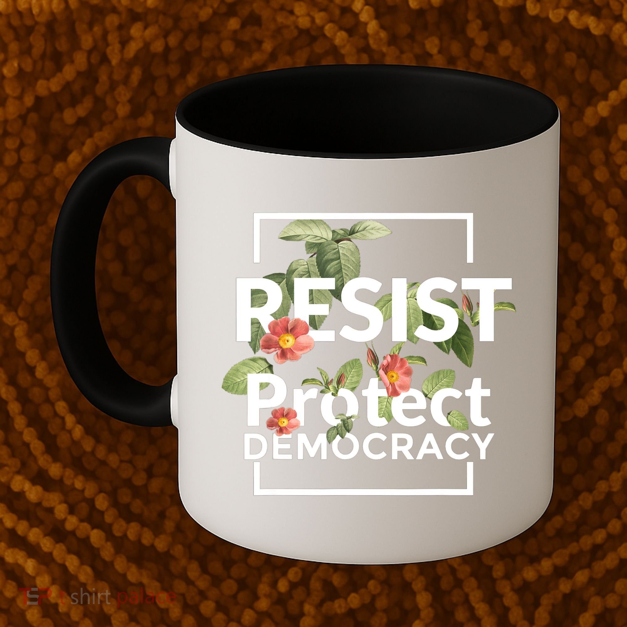 Resist Protect Democracy Subtle Retro Floral Anti Trump  Coffee Mug