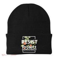 Resist Protect Democracy Subtle Retro Floral Anti Trump  Beanie thumb 0