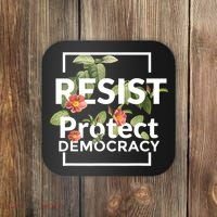 Resist Protect Democracy Subtle Retro Floral Anti Trump  Coaster thumb 0