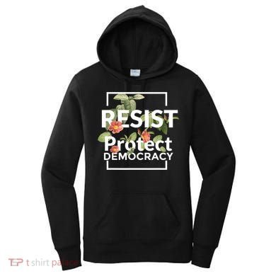 Resist Protect Democracy Subtle Retro Floral Anti Trump  Women's Hoodie