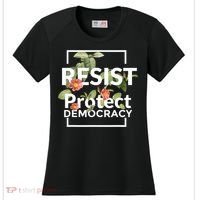 Resist Protect Democracy Subtle Retro Floral Anti Trump  Women's Cooling Performance Crew T-Shirt thumb 0