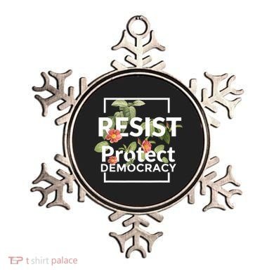 Resist Protect Democracy Subtle Retro Floral Anti Trump  Ornament