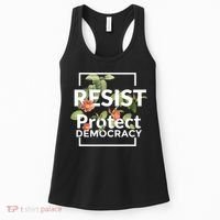 Resist Protect Democracy Subtle Retro Floral Anti Trump  Women's Tank Top thumb 0