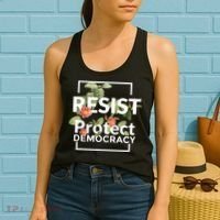 Resist Protect Democracy Subtle Retro Floral Anti Trump  Women's Tank Top thumb 2