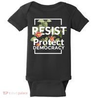 Resist Protect Democracy Subtle Retro Floral Anti Trump  Baby Bodysuit thumb 0