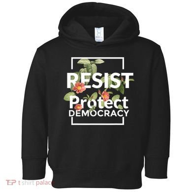 Resist Protect Democracy Subtle Retro Floral Anti Trump  Toddler Hoodie
