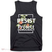 Resist Protect Democracy Subtle Retro Floral Anti Trump  Tank Top thumb 0