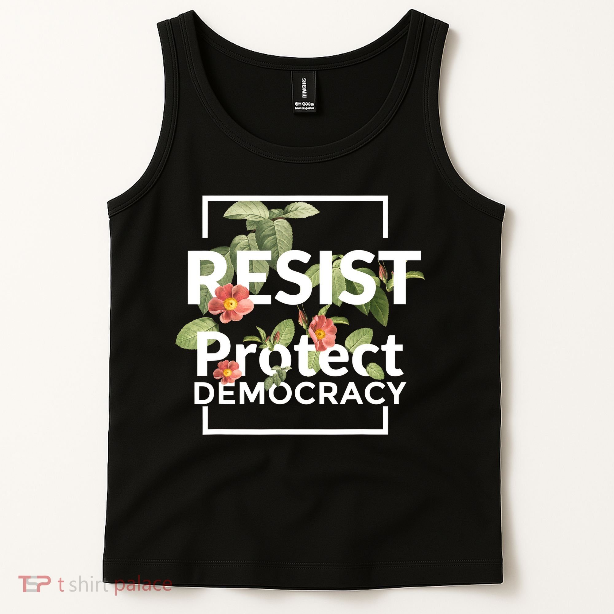 Resist Protect Democracy Subtle Retro Floral Anti Trump  Tank Top