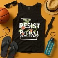 Resist Protect Democracy Subtle Retro Floral Anti Trump  Tank Top thumb 4
