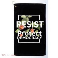 Resist Protect Democracy Subtle Retro Floral Anti Trump  Golf Towel thumb 0