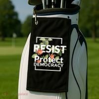 Resist Protect Democracy Subtle Retro Floral Anti Trump  Golf Towel thumb 2