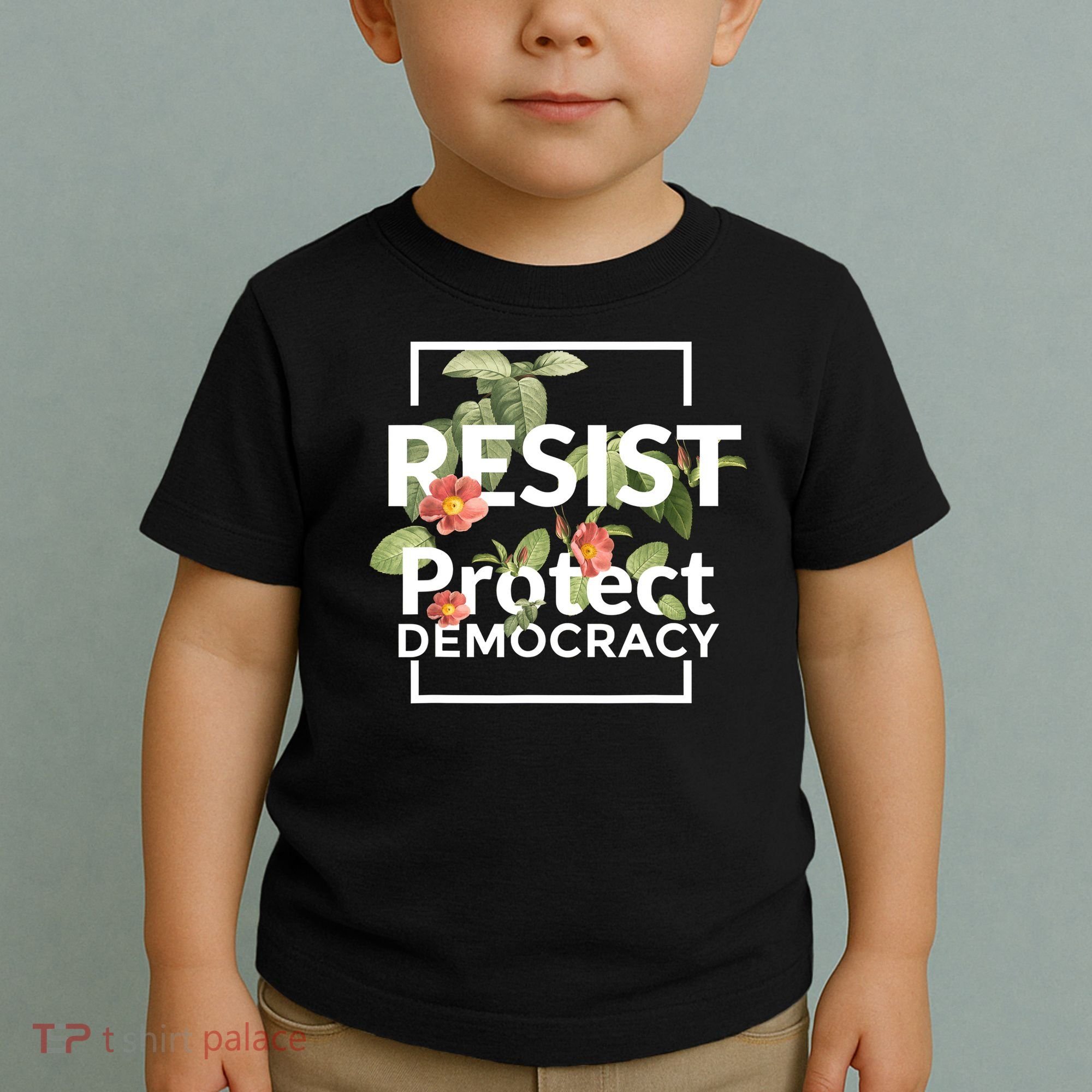 Resist Protect Democracy Subtle Retro Floral Anti Trump  Toddler T-Shirt