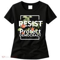 Resist Protect Democracy Subtle Retro Floral Anti Trump  Women's T-Shirt thumb 0
