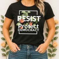Resist Protect Democracy Subtle Retro Floral Anti Trump  Women's T-Shirt thumb 2