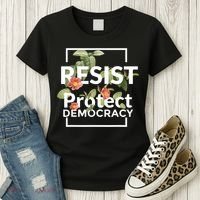 Resist Protect Democracy Subtle Retro Floral Anti Trump  Women's T-Shirt thumb 3