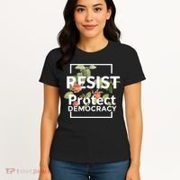 Resist Protect Democracy Subtle Retro Floral Anti Trump  Women's T-Shirt thumb 4