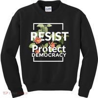 Resist Protect Democracy Subtle Retro Floral Anti Trump  Kids Sweatshirt thumb 0