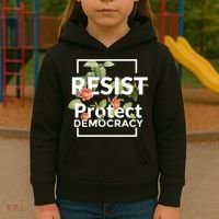 Resist Protect Democracy Subtle Retro Floral Anti Trump  Kids Hoodie thumb 3