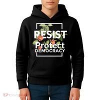 Resist Protect Democracy Subtle Retro Floral Anti Trump  Kids Hoodie thumb 4
