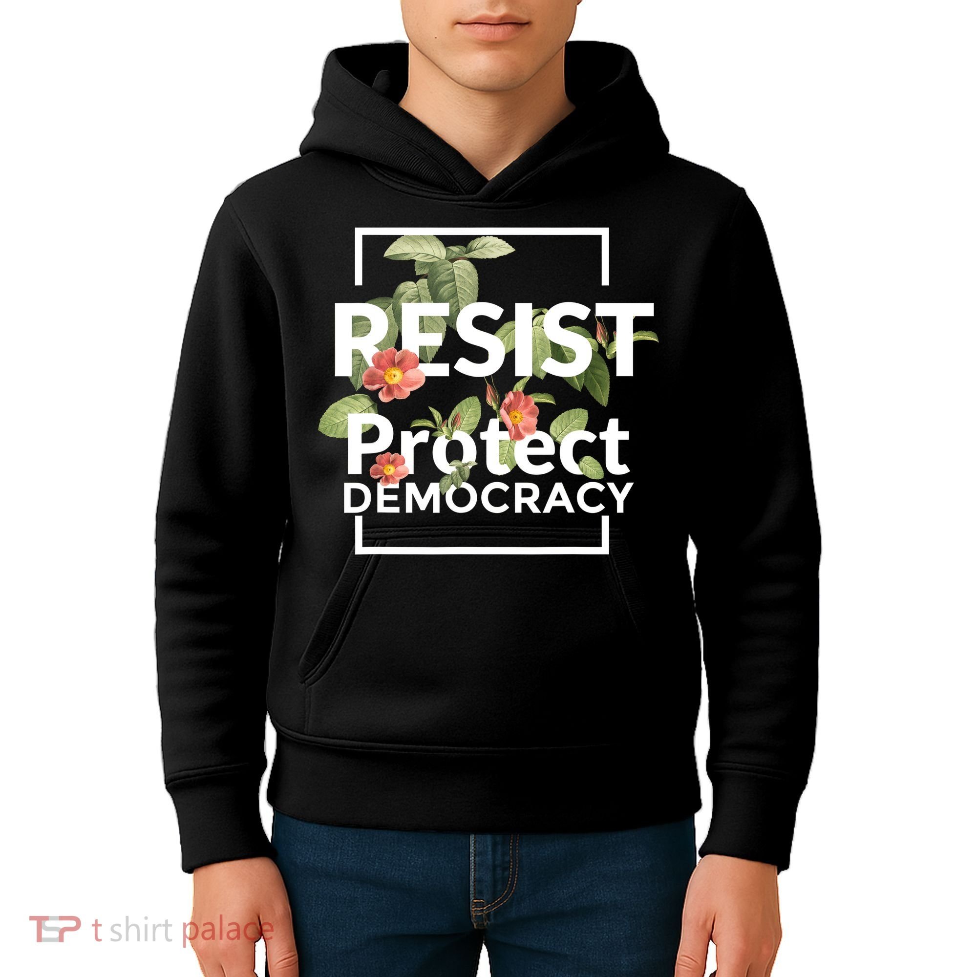 Resist Protect Democracy Subtle Retro Floral Anti Trump  Kids Hoodie