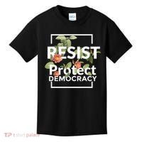 Resist Protect Democracy Subtle Retro Floral Anti Trump  Kids T-Shirt thumb 0