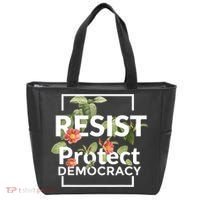 Resist Protect Democracy Subtle Retro Floral Anti Trump  Tote Bag thumb 0