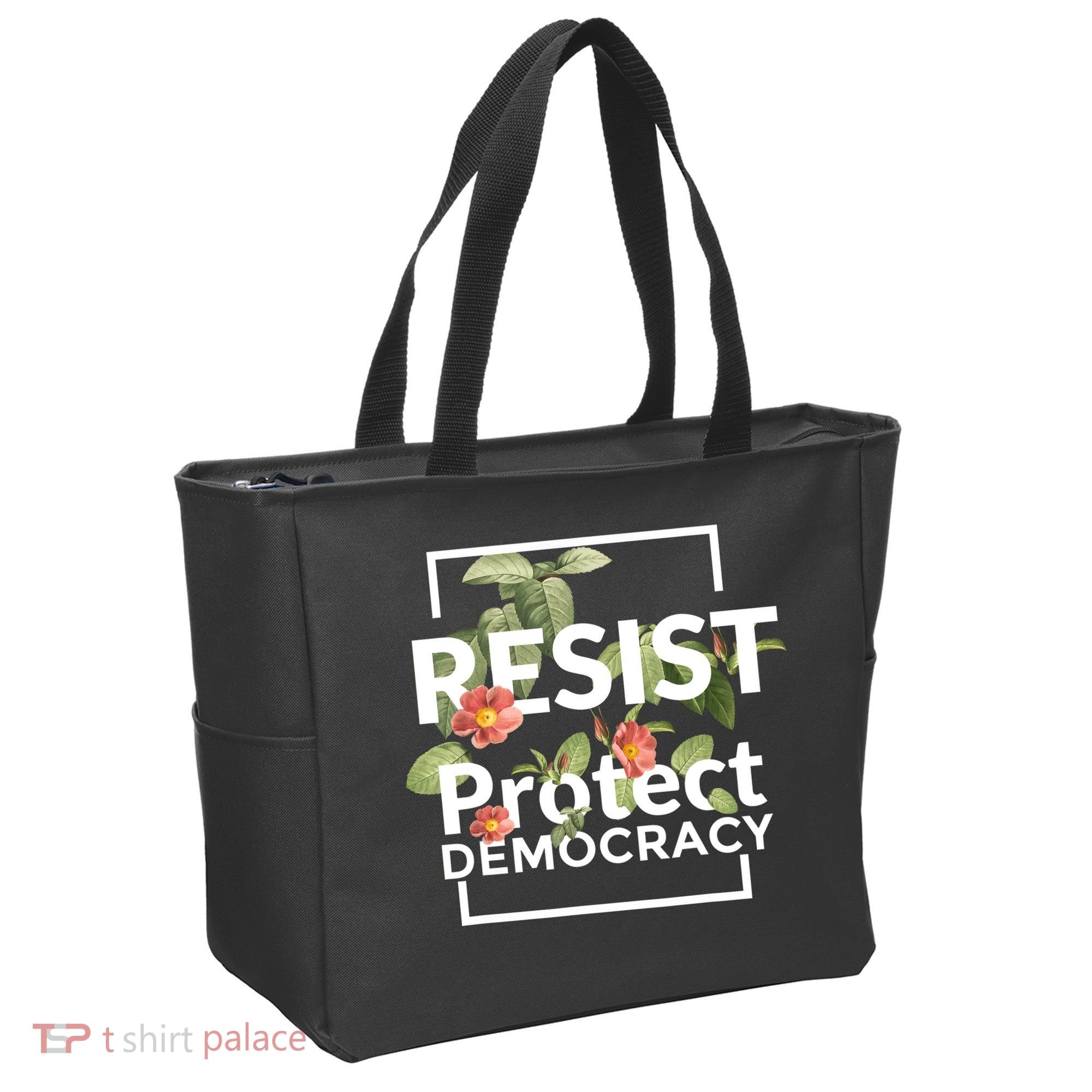 Resist Protect Democracy Subtle Retro Floral Anti Trump  Tote Bag