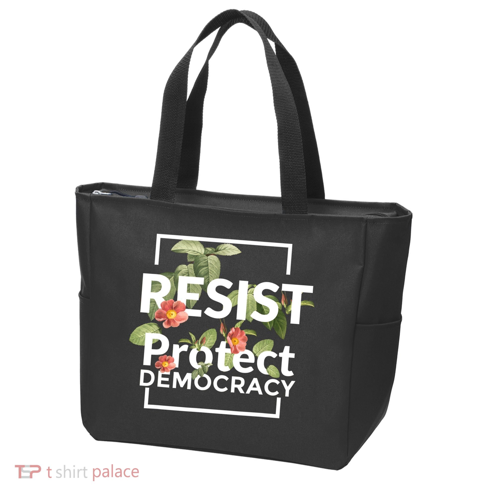 Resist Protect Democracy Subtle Retro Floral Anti Trump  Tote Bag