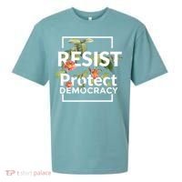 Resist Protect Democracy Subtle Retro Floral Anti Trump  Sueded Cloud Jersey T-Shirt thumb 0
