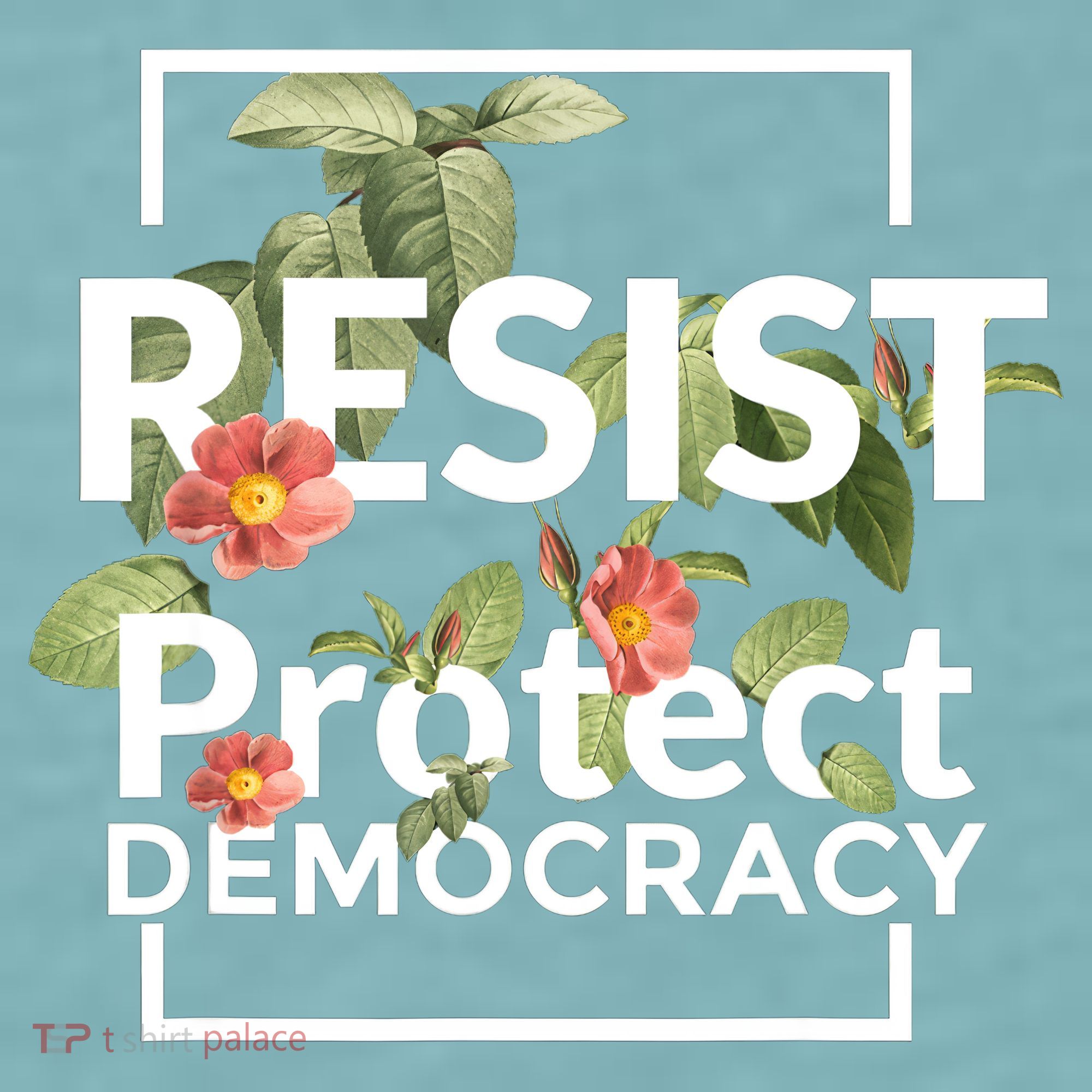 Resist Protect Democracy Subtle Retro Floral Anti Trump  Sueded Cloud Jersey T-Shirt