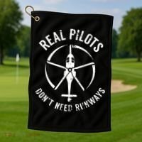 Real Pilots Dont Need Runways Pilot Helicopter Golf Towel thumb 1