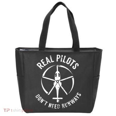 Real Pilots Dont Need Runways Pilot Helicopter Tote Bag
