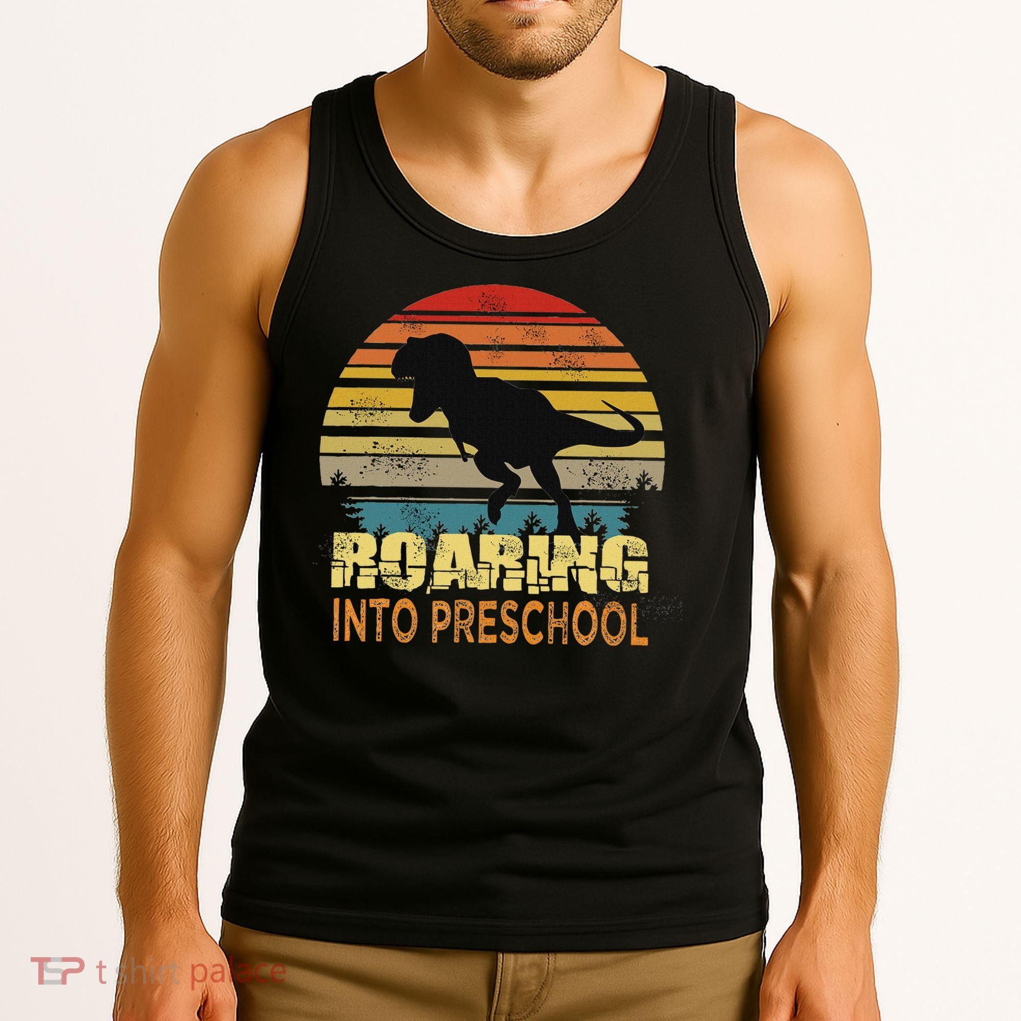 Roaring Preschool Dinosaur Back To School First Day Boys Tank Top
