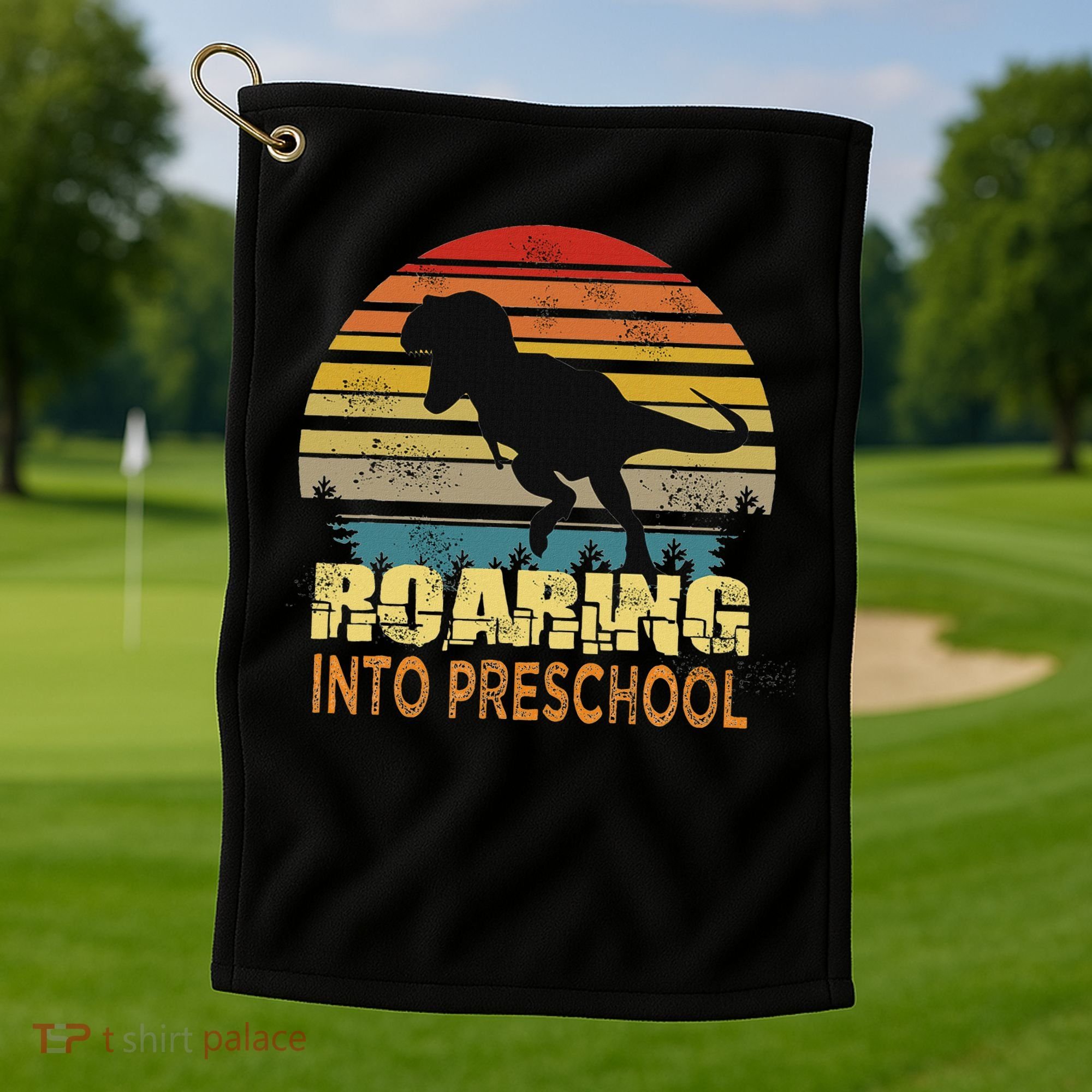 Roaring Preschool Dinosaur Back To School First Day Boys Golf Towel