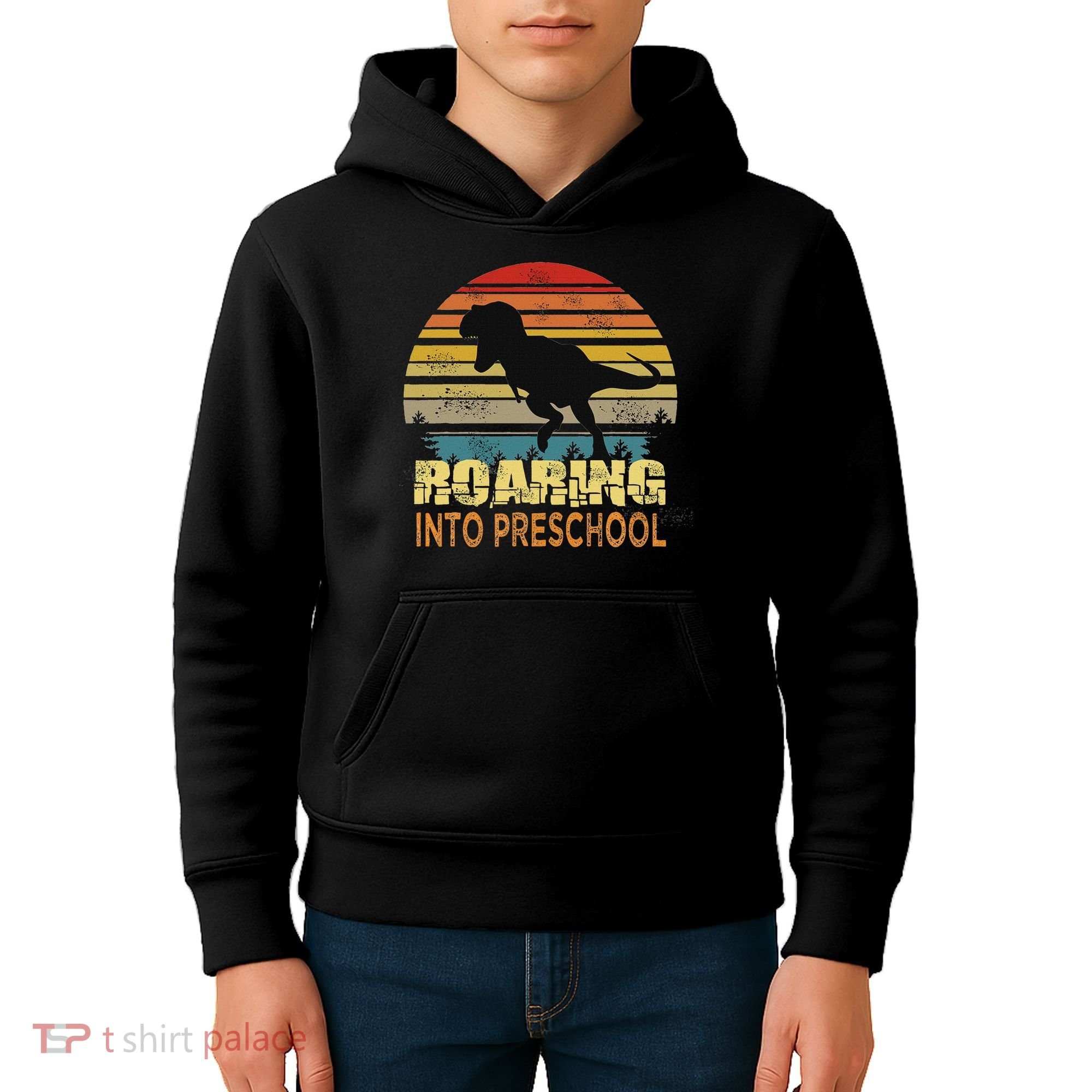 Roaring Preschool Dinosaur Back To School First Day Boys Kids Hoodie