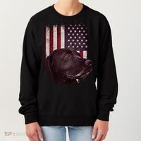 Realistic Patriotic Dog Portrait With USA Flag Backdrop Women's Sweatshirt thumb 0