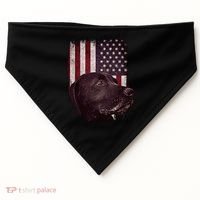 Realistic Patriotic Dog Portrait With USA Flag Backdrop USA-Made Doggie Bandana thumb 0