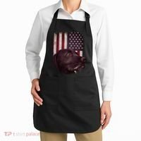 Realistic Patriotic Dog Portrait With USA Flag Backdrop Apron thumb 2