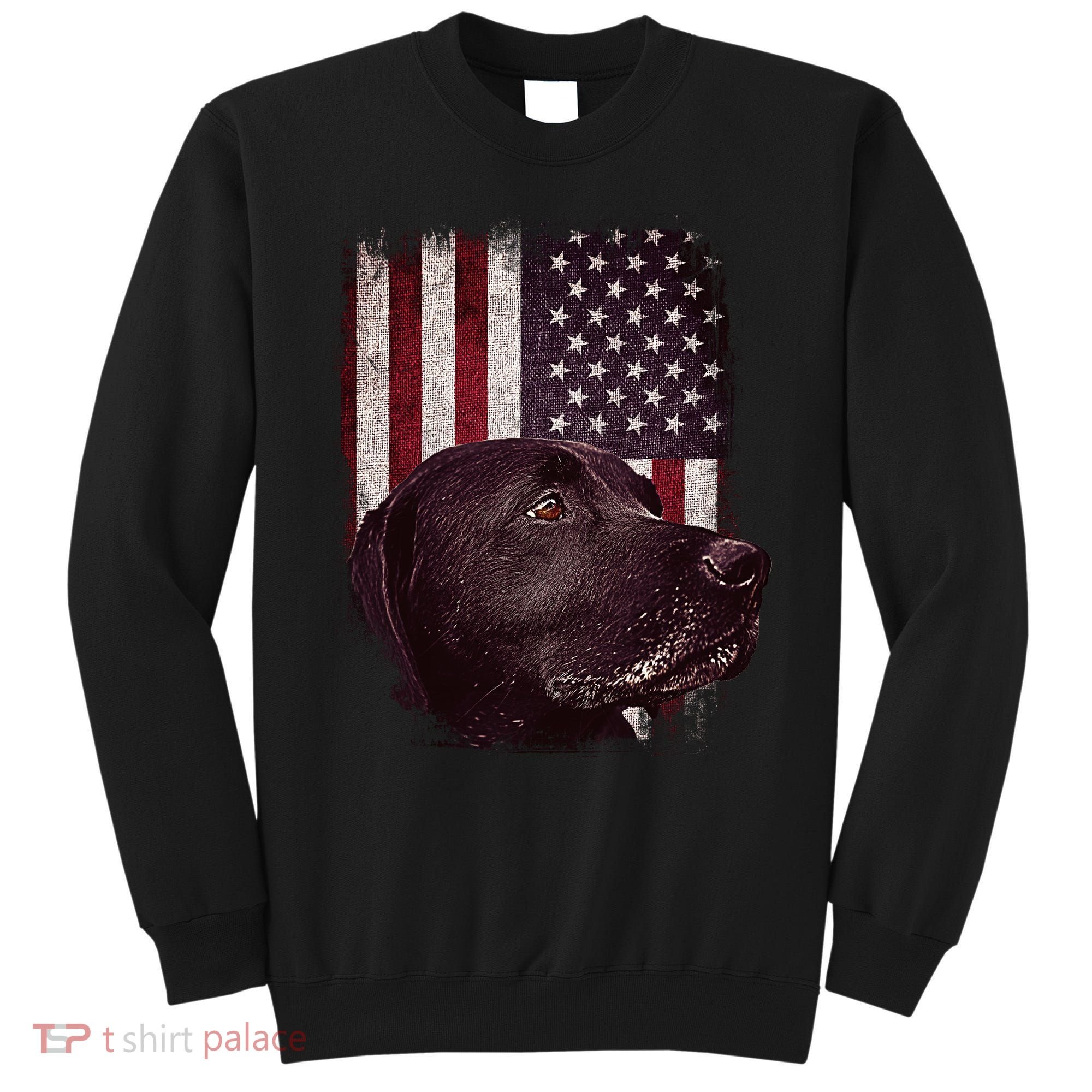 Realistic Patriotic Dog Portrait With USA Flag Backdrop Sweatshirt