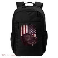 Realistic Patriotic Dog Portrait With USA Flag Backdrop Backpack thumb 0